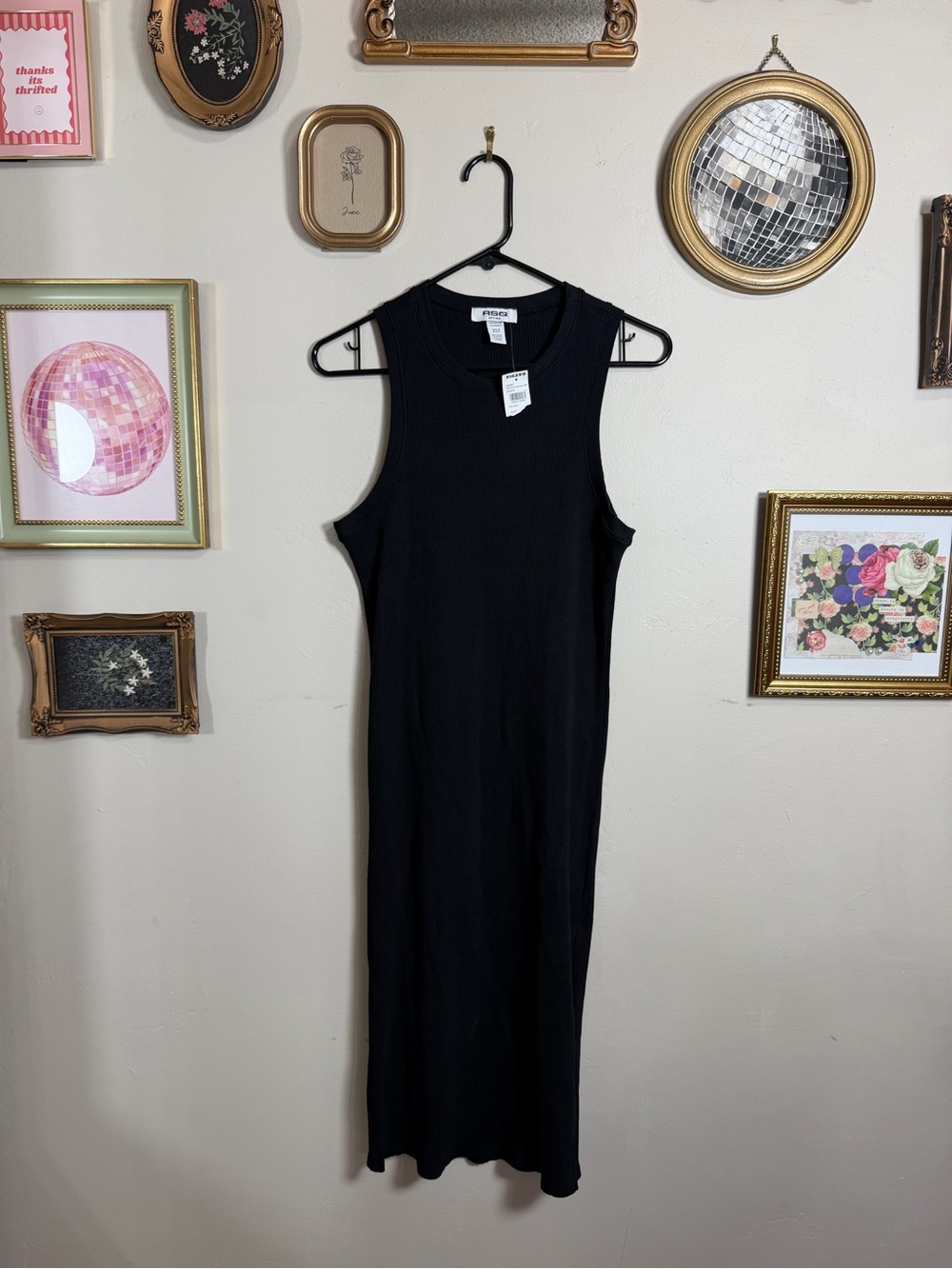 RSQ Black Sleeveless Ribbed Midi Tank Dress